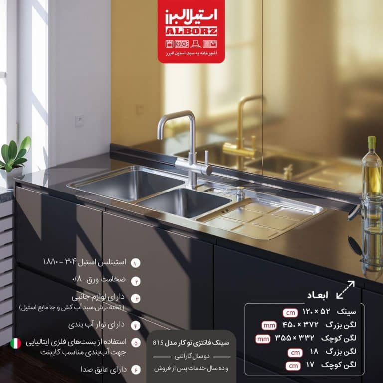 سینک توکار مدل 815 استیل البرز