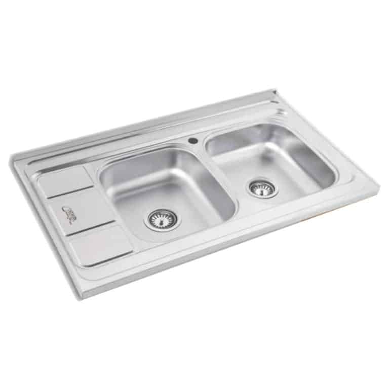 سینک استیل دو لگنه نیمه فانتزی SA07 روکار